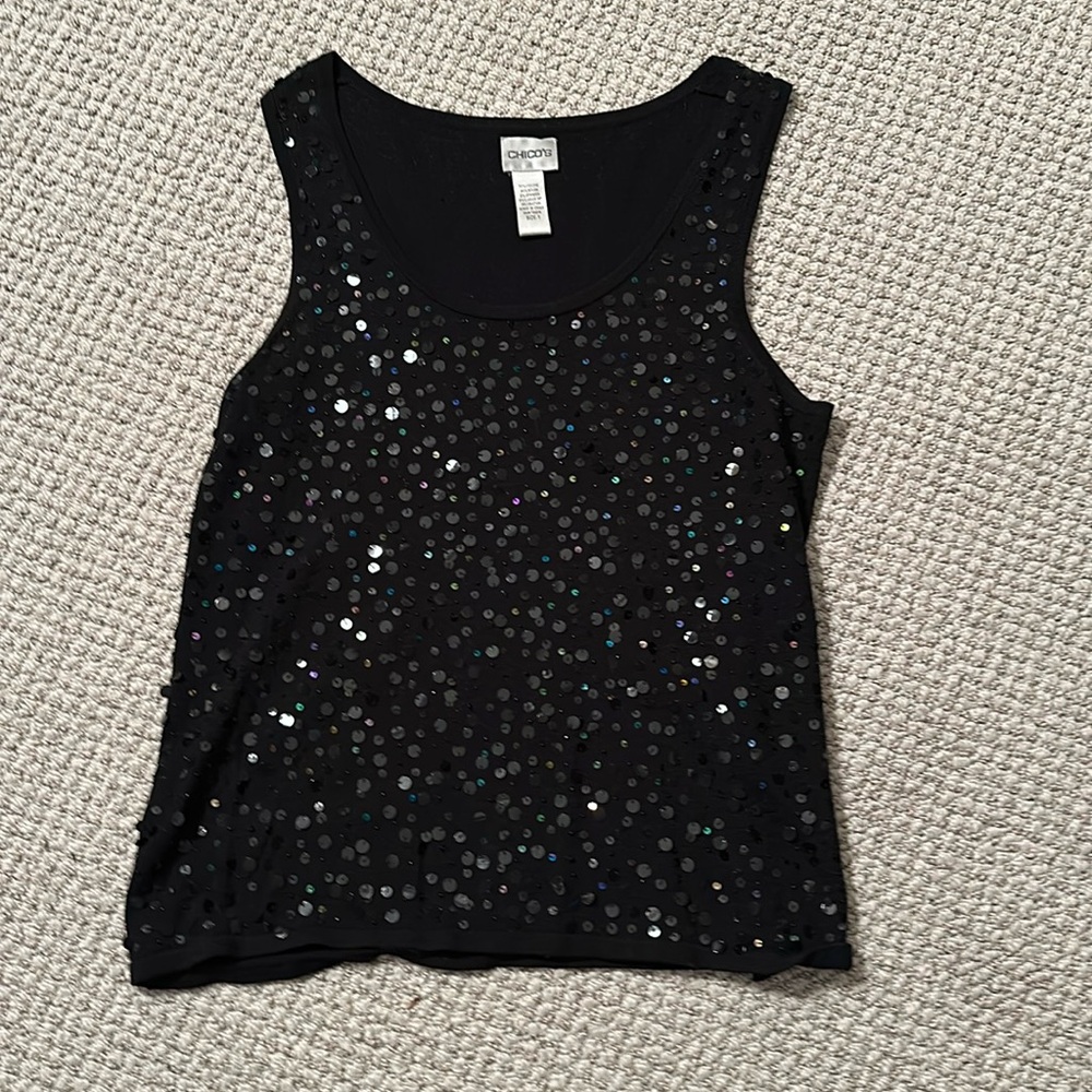Chico‘s tank top with sequins. Black size 1